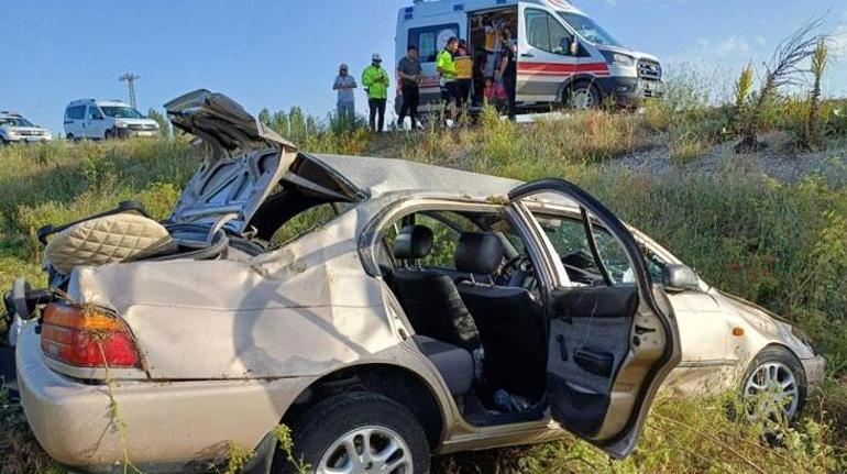 Çorumda otomobil tarlaya uçtu: 3’ü çocuk 7 yaralı