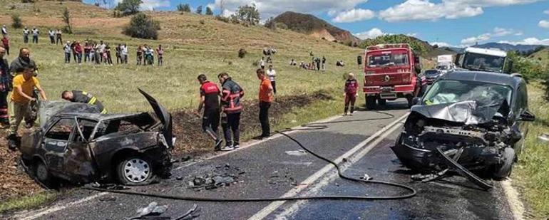 Kaza sonrası alev alıp yanan otomobilin sürücüsü öldü