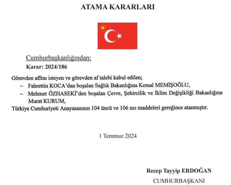Son dakika: Sağlık Bakanı Fahrettin Kocanın yerine Kemal Memişoğlu bakanlığa getirildi