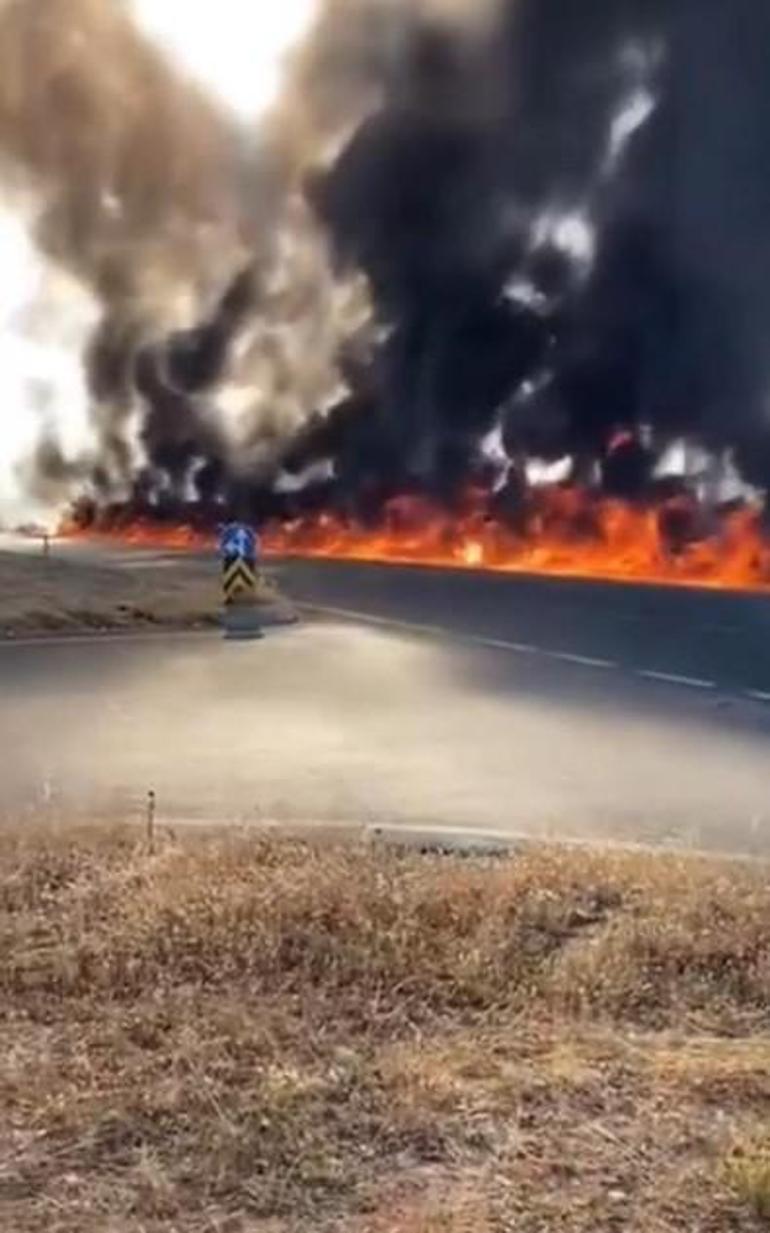 Adıyamanda akaryakıt yüklü tanker yandı