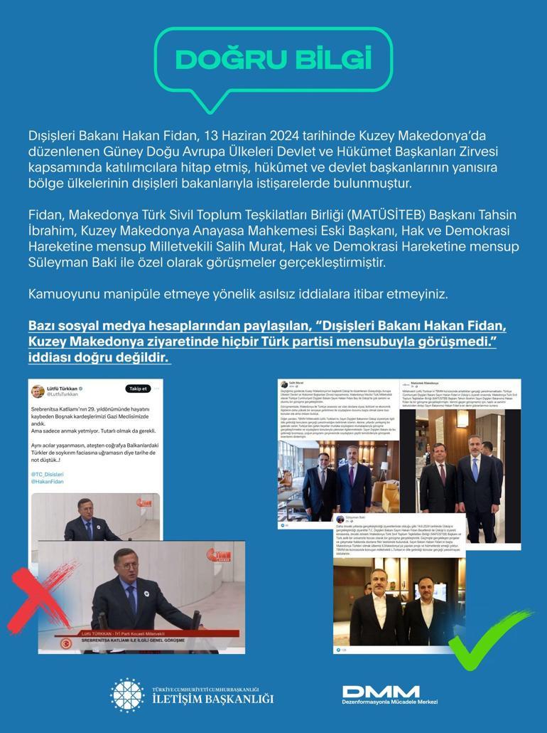 DMMden Bakan Fidanın Kuzey Makedonya ziyaretine ilişkin iddialara açıklama