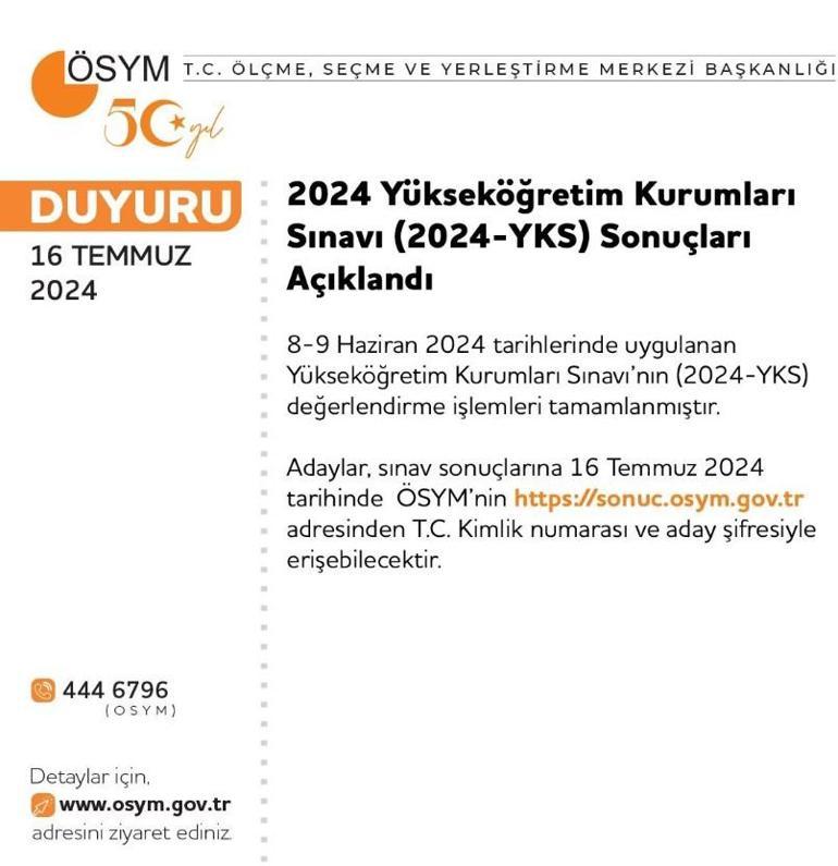 YKS sonuçları açıklandı ÖSYMden son dakika duyurusu