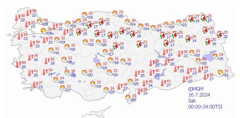 Meteoroloji hava durumunu yayınladı Aşırı sıcak ve kuvvetli sağanak alarmı