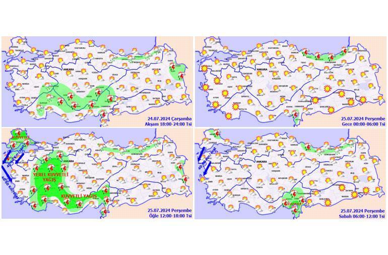 Meteoroloji yeni hava durumu haritası yayımladı Dikkat: Sağanak yağmur geliyor