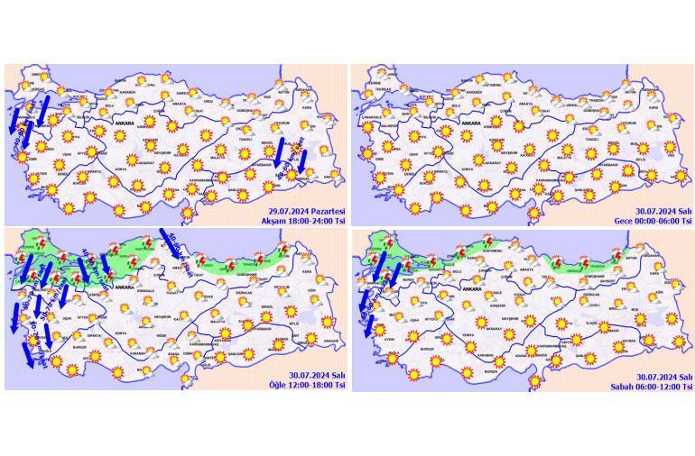 Meteoroloji yeni hava durumu haritası yayımladı Dikkat: İstanbul dahil birçok ilde sağanak var