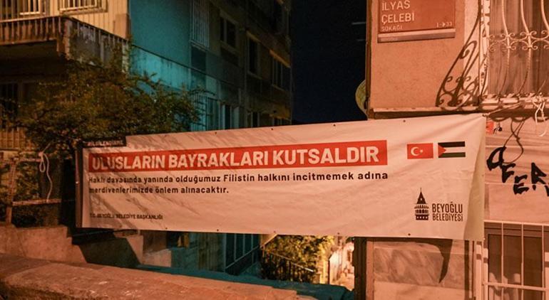 Cihangir merdivenleri Filistin bayrağı ile boyamıştı Beyoğlu Belediyesinden açıklama geldi