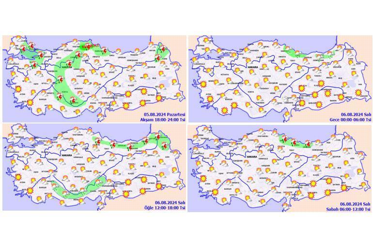 Meteoroloji haritayı güncelledi ve uyardı Kuvvetli sağanak, gök gürültülü sağanak ve dolu