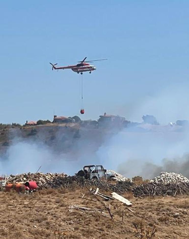 Bozcaadada tarım arazisinde çıkan ormana sıçradı