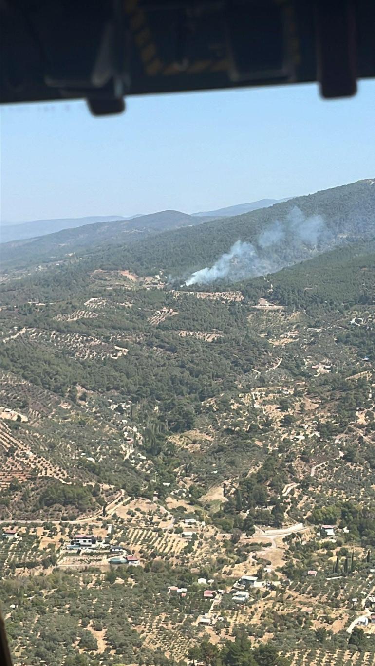 İzmirde orman yangını Alevlere havadan ve karadan müdahale