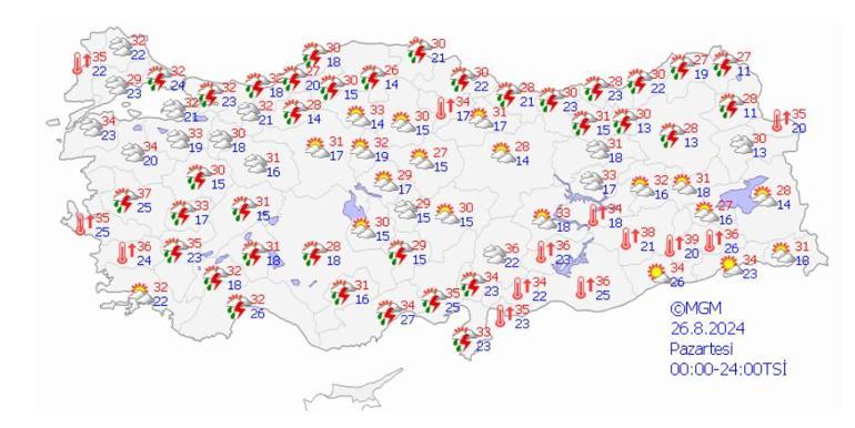 Meteoroloji yeni haritayı yayımladı Yurdun birçok bölgesine yağış geliyor