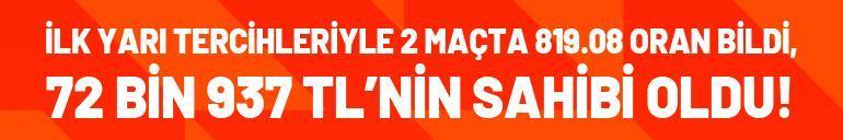 İlk yarı tercihleriyle 2 maçta 819.08 oran bildi, 72 bin 937 TL’nin sahibi oldu