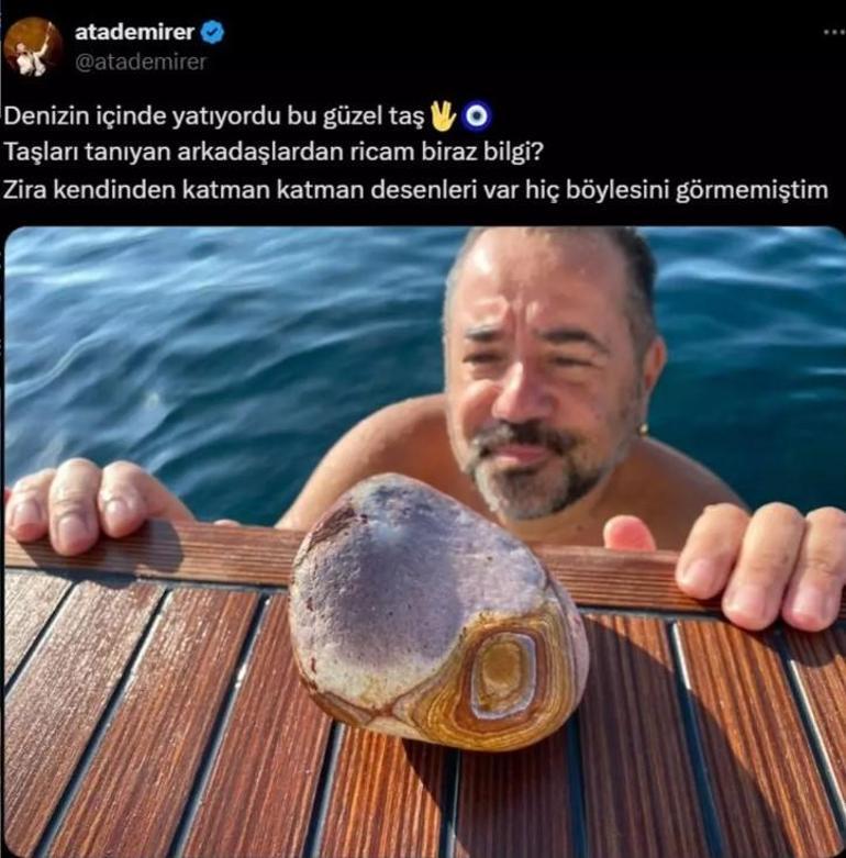 Ata Demirerin denizde bulduğu taş olay oldu Hiç böylesini görmemiştim