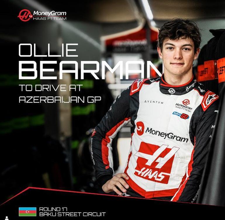 Formula 1de Ollie Bearman yeniden sahnede Azerbaycan GPde yarışacak