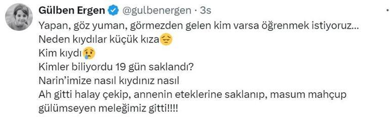 Ünlü isimlerden sosyal medyadan Narin Güran mesajları: Nasıl kıydınız nasıl