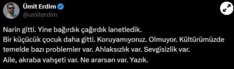 Ünlü isimlerden sosyal medyadan Narin Güran mesajları: Nasıl kıydınız nasıl