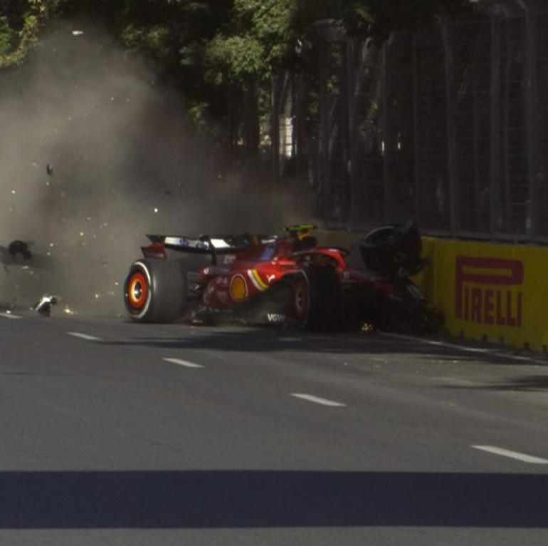 Formula 1 Azerbaycan GPde Charles Leclercin talihsizliği devam etti Perez ve Sainz arasında kaza