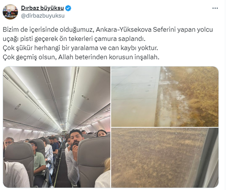 Hakkaride yolcu uçağı pistten çıktı