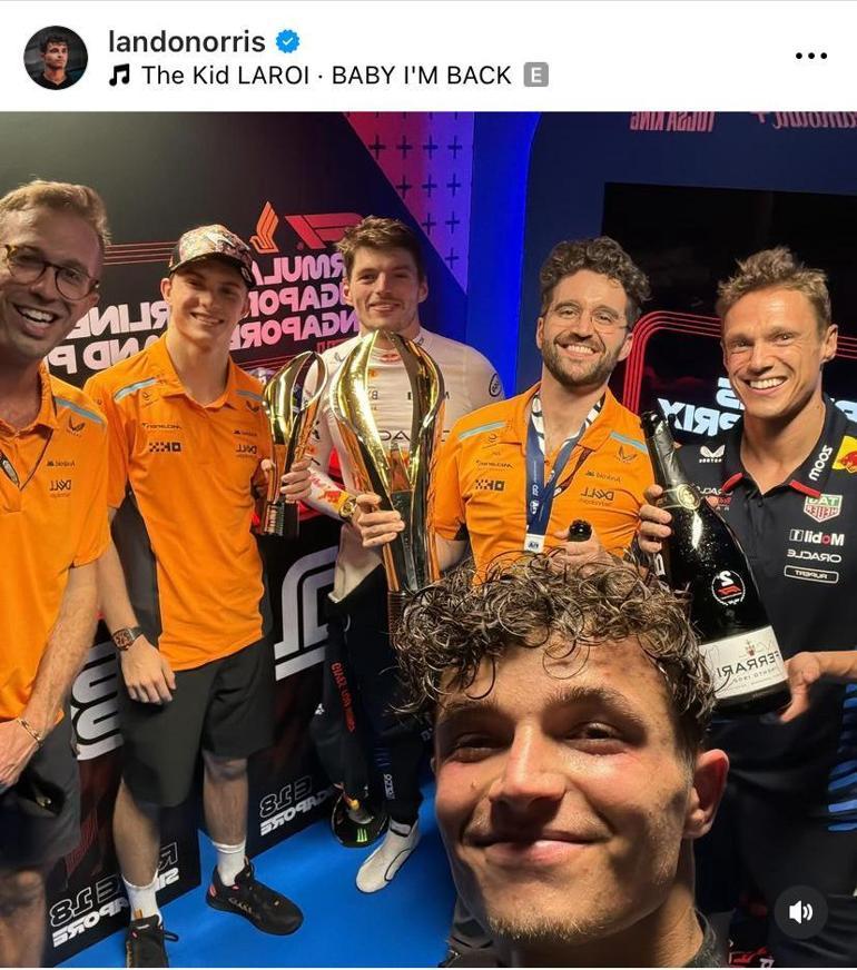 Singapur GPyi kazanan Lando Norristen Max Verstappenli gülümse paylaşımı