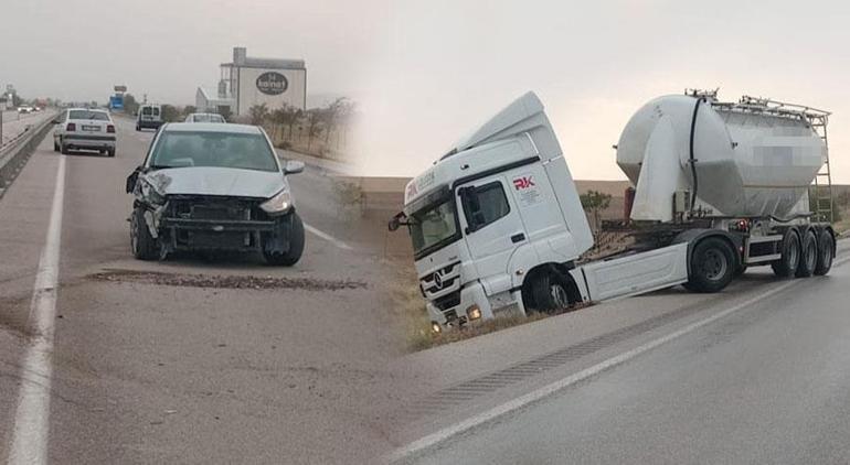 Son dakika... Konya-Ankara yolunda kum fırtınası Araçlar birbirine girdi