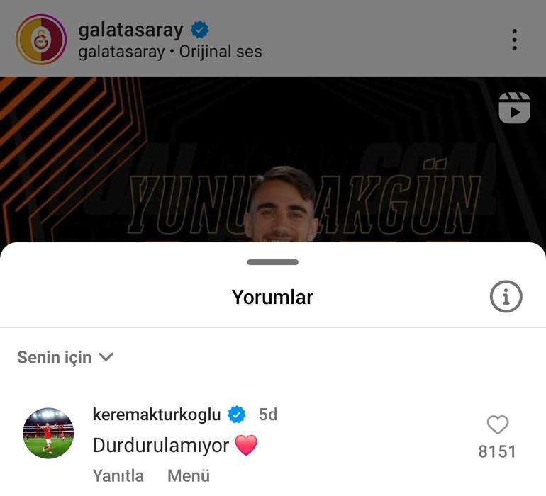 Galatasarayda Yunus Akgün şovu Kerem Aktürkoğlundan paylaşım