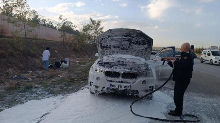 Ankara Elmadağda lüks cip bir anda alev aldı