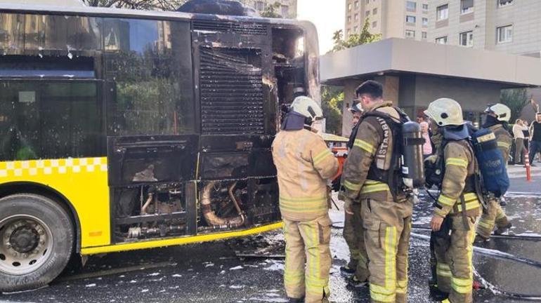 Ataşehirde İETT otobüsü alev aldı Vatandaşlar yanmaktan son anda kurtuldu