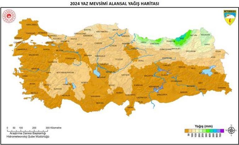 Türkiyenin en fazla ve en az yağış alan illeri belli oldu