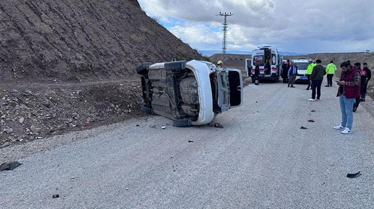 Çorumda polis aracı takla attı