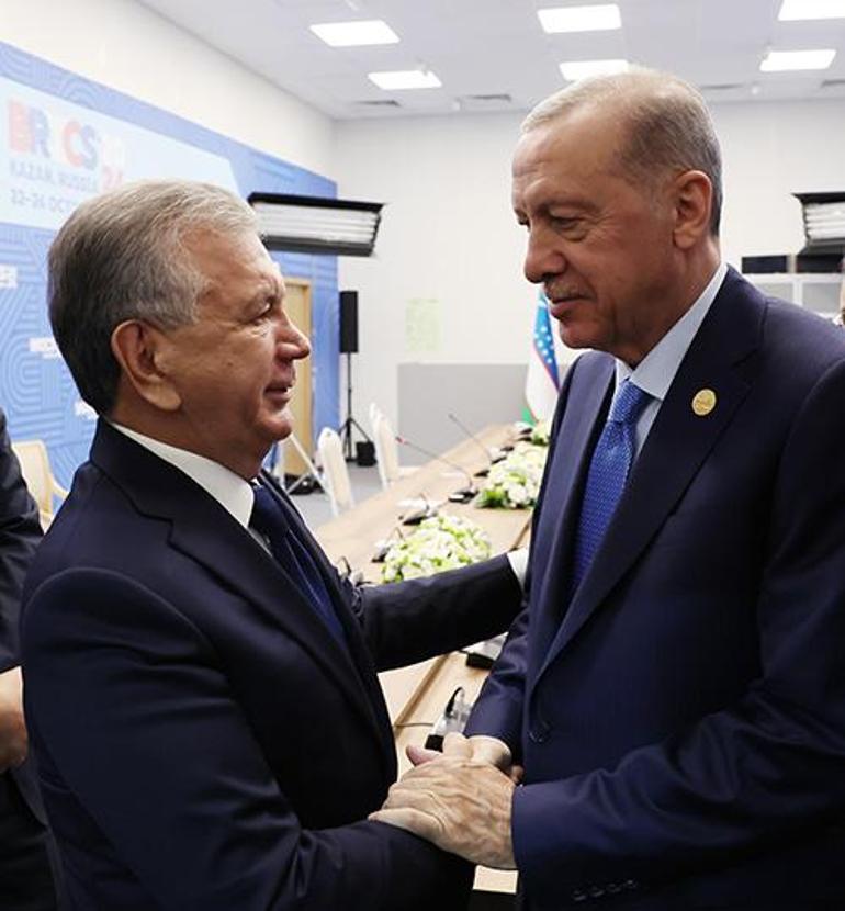 Cumhurbaşkanı Erdoğan, Özbekistan Cumhurbaşkanı Mirziyoyev ile bir araya geldi