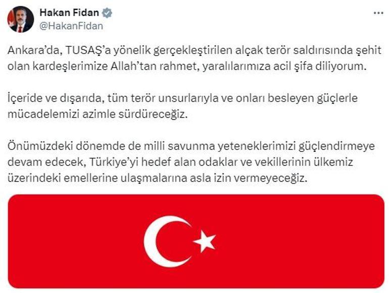 Dışişleri Bakanı Hakan Fidandan TUSAŞ açıklaması Mücadelemizi azimle sürdüreceğiz