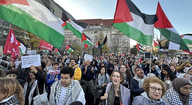 Almanyada Filistin protestosuna sert müdahale Çok sayıda gözaltı var