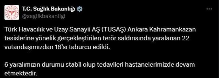 Sağlık Bakanlığından TUSAŞ yaralıları hakkında açıklama