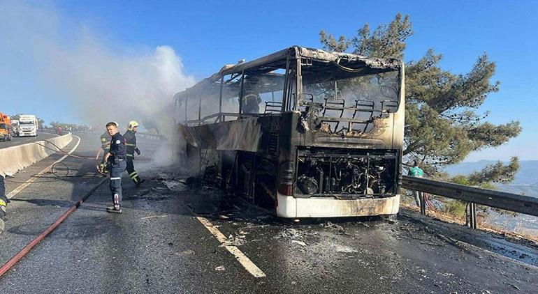 Yolcu otobüsünde dehşet Alev alev yandı