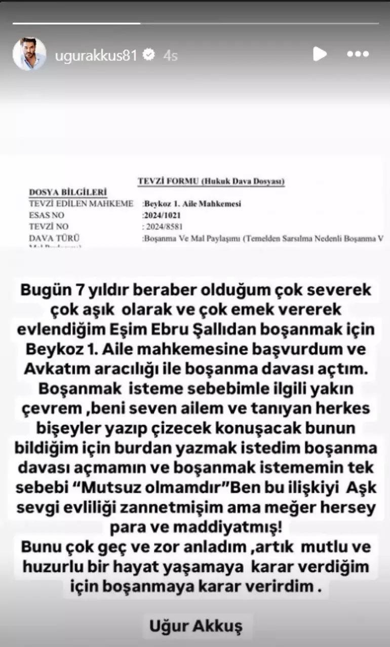 Ebru Şallıdan son dakika boşanma açıklaması Uğur Akkuşa ilk kez yanıt verdi