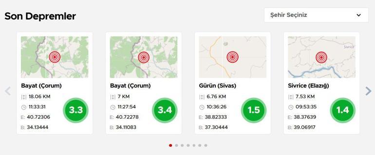 AFAD duyurdu: Çorumda art arda 2 deprem