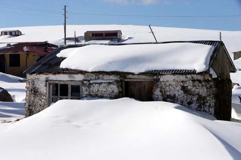 Yoğun kar yağışı ve tipi tek katlı evleri yuttu