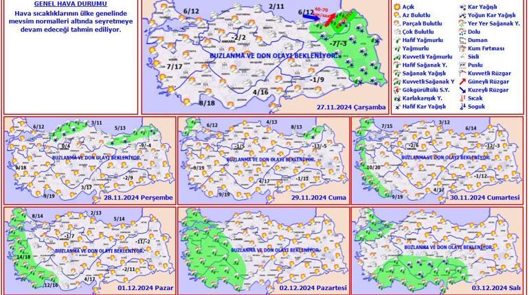 Meteoroloji 12 kent için yoğun kar alarmı verdi Harita tamamen değişti