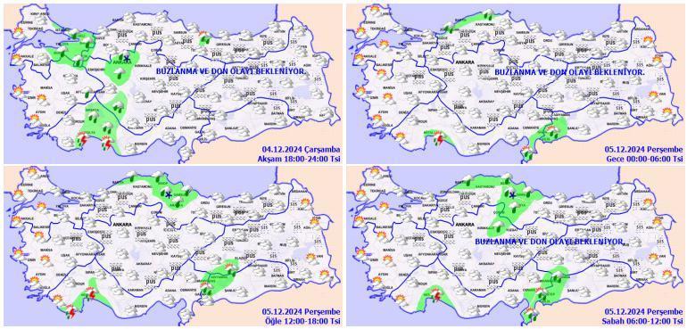 SON DAKİKA Yeni hava durumu haritası yayımlandı Meteoroloji uyardı: Buzlanma ve don geliyor