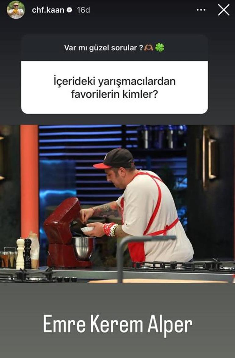 Instagramdan soru cevap yaptı Mastercheften elenen Kaan favori üç yarışmacıyı açıkladı