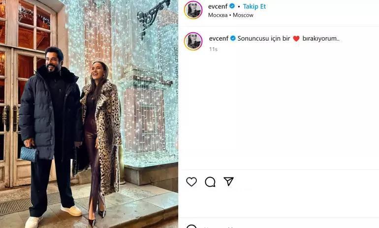 Fahriye Evcen kalp emojisi yaptı Burak Özçivit paylaşımla yanıt verdi