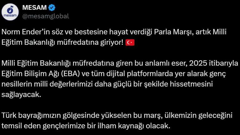 Norm Enderin Parla 100. Yıl Marşı müfredata giriyor