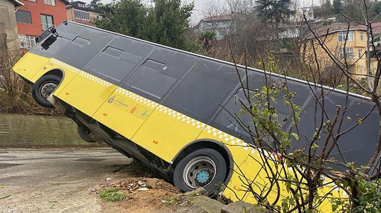 Beykozda İETT otobüsü evin bahçesine düştü