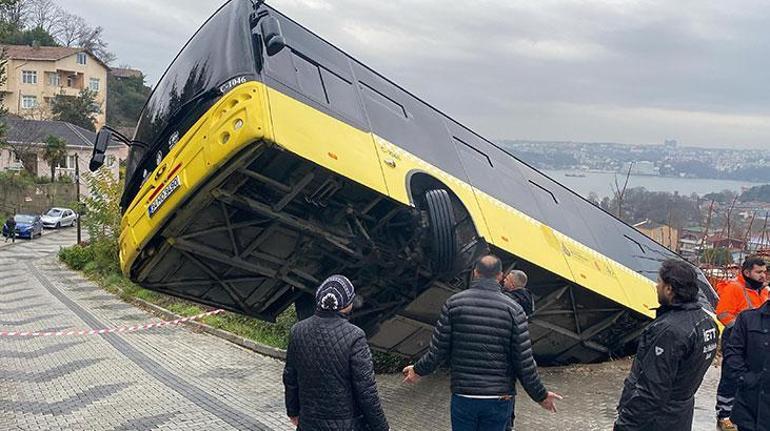 Beykozda İETT otobüsü evin bahçesine düştü