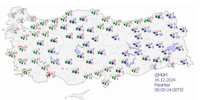 Son dakika… Meteoroloji bugün için uyardı Ülke genelinde yoğun kar ve sağanak alarmı