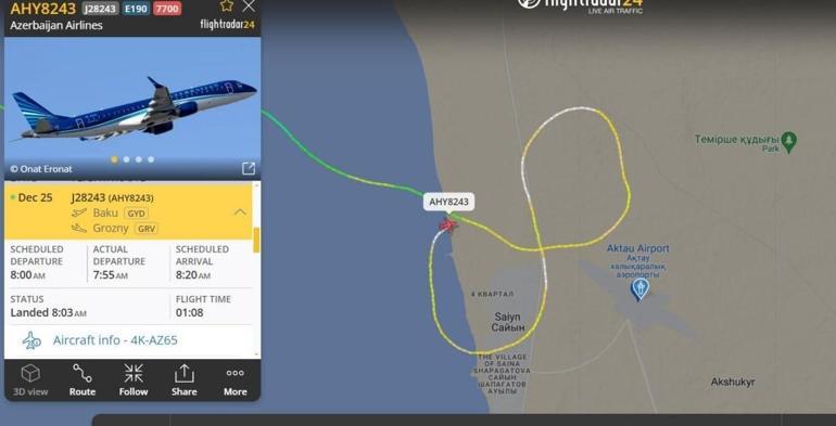 Son Dakika Azerbaycan Hava Yollarına ait yolcu uçağı Kazakistanda düştü