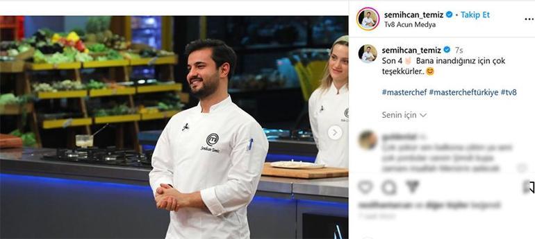 Masterchefte ilk 4e kalan isim Semih oldu Ceket sonrası ilk paylaşım