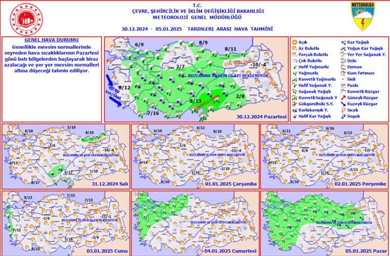 SON DAKİKA Meteoroloji haritayı değiştirdi İstanbula kar geliyor Yılbaşında hava nasıl olacak