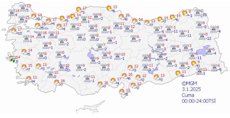 2025in ilk gününde hava durumu nasıl olacak Meteoroloji açıkladı: Kar, sağanak, sis, fırtına