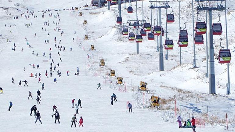 Erciyes Kayak Merkezi, yeni yılın ilk gününde 110 bin ziyaretçi ağırladı