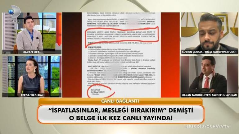 Ferdi Tayfur ve Tuğçe Tayfurun avukatları canlı yayında karşı karşıya geldi Belge sahte mi